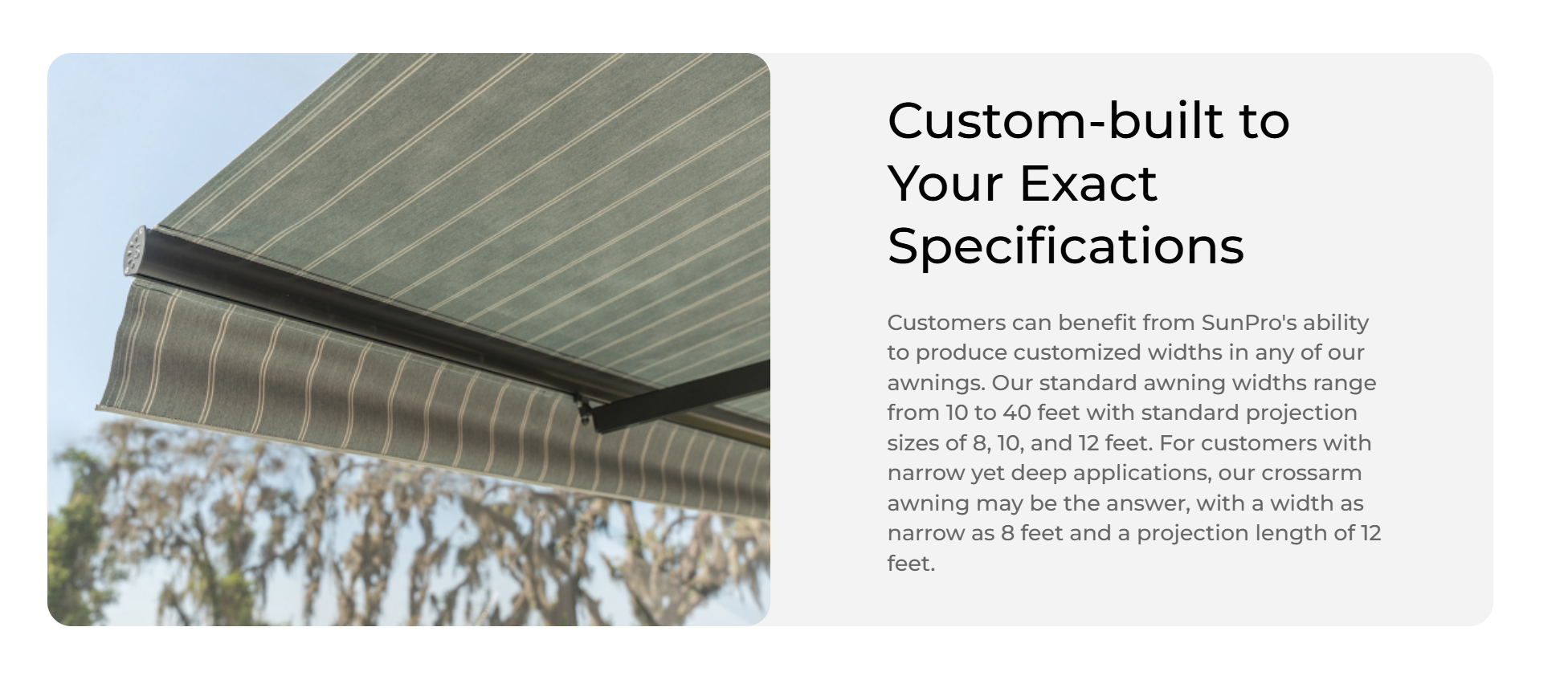Custom SunPro retractable awning extended over a patio