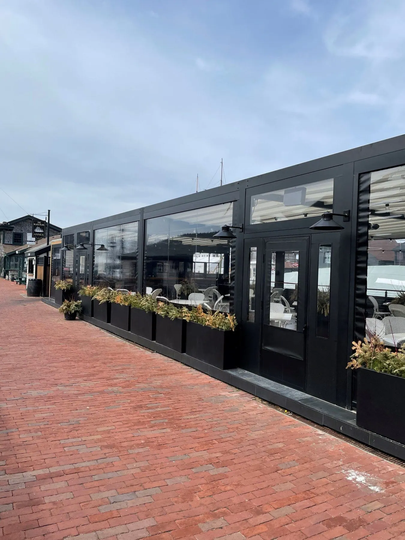 Restaurant exterior with clear weather panels
