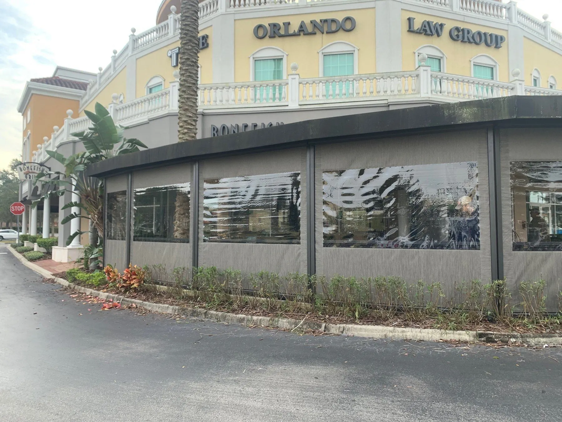 Orlando commercial building with exterior weather screens